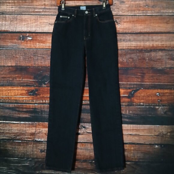 Calvin Klein Vintage 90s Jeans Size 4 Easy Fit High Rise Relaxed Mom Black Denim - Picture 2 of 9